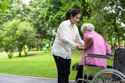 Care giver assist Elderly walking
